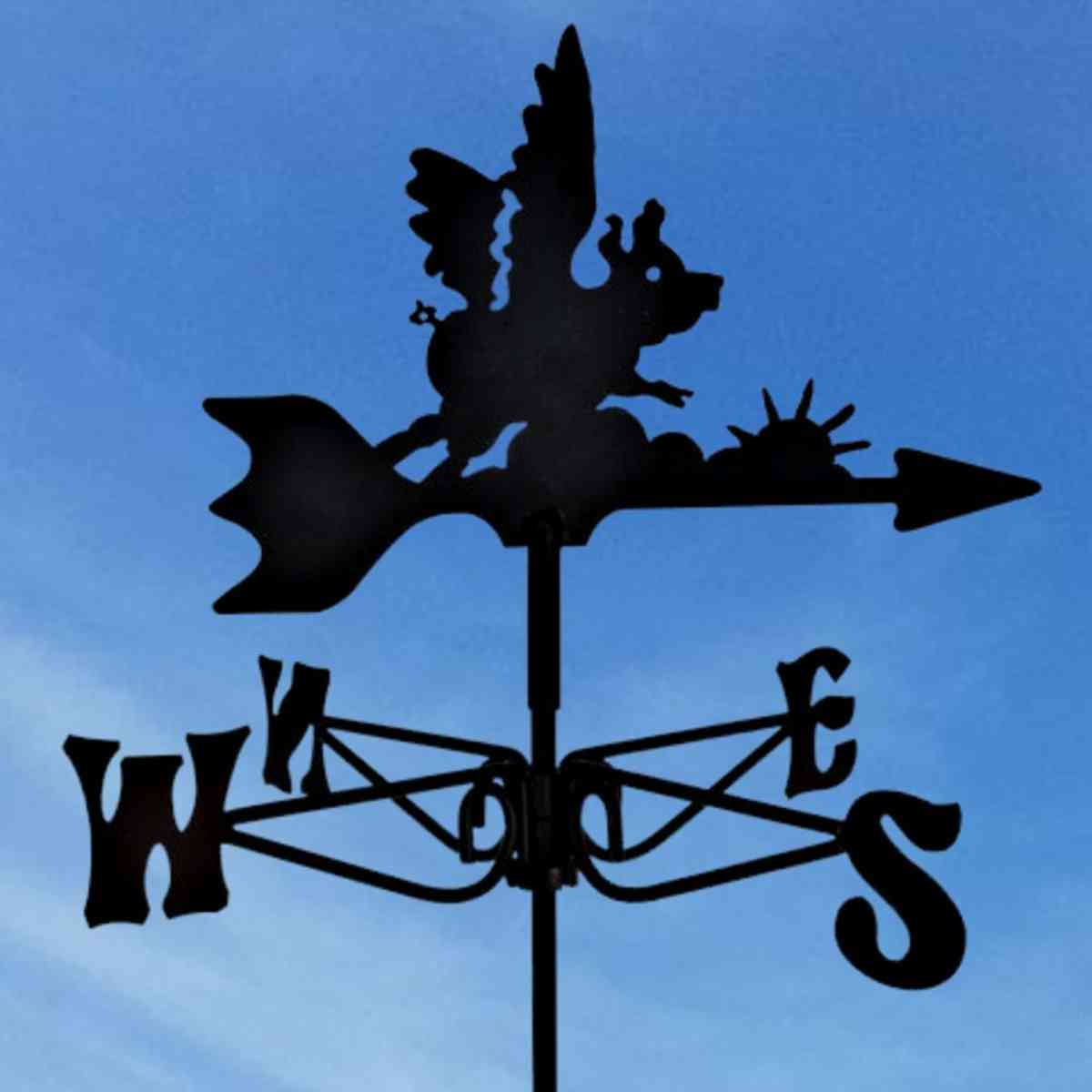 flying pig mini steel weathervane sky